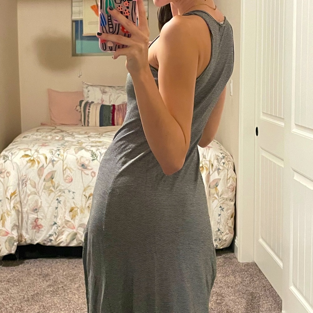 Black and white stripe midi dress